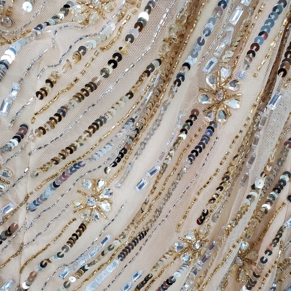 MAC DUGGAL Nude Embellished Floral Detail One Shoulder Gown Size 12 NWT - Picture 12 of 15